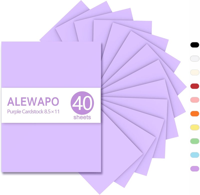 ALEWAPO Purple Cardstock 8.5 x 11 Thick Paper, 40 Sheets, ThickPaper 75 LB/200 GSM, Cardstock Printer Paper 8.5 x 11, Purple Card Stock for Invitations, Menus, Wedding, DIY Cards - Image 1